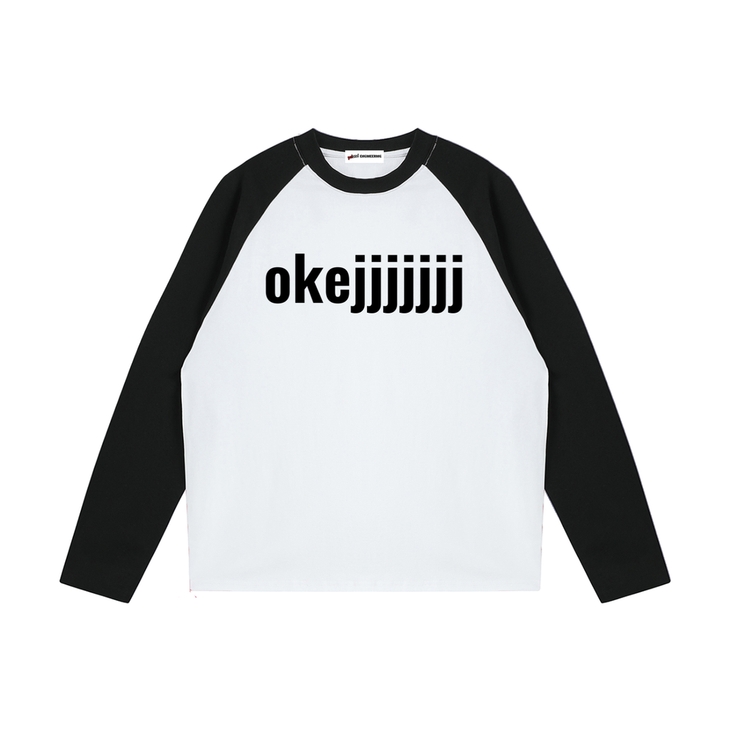 "okejjjjjjj" white n black long-sleeve