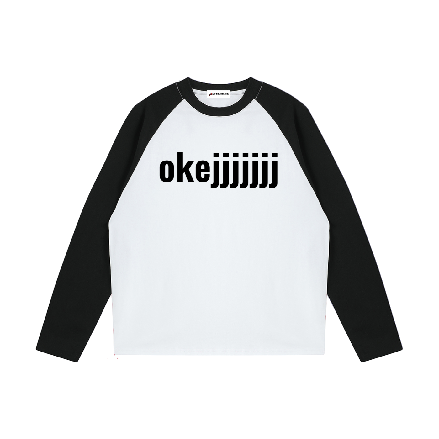 "okejjjjjjj" white n black long-sleeve